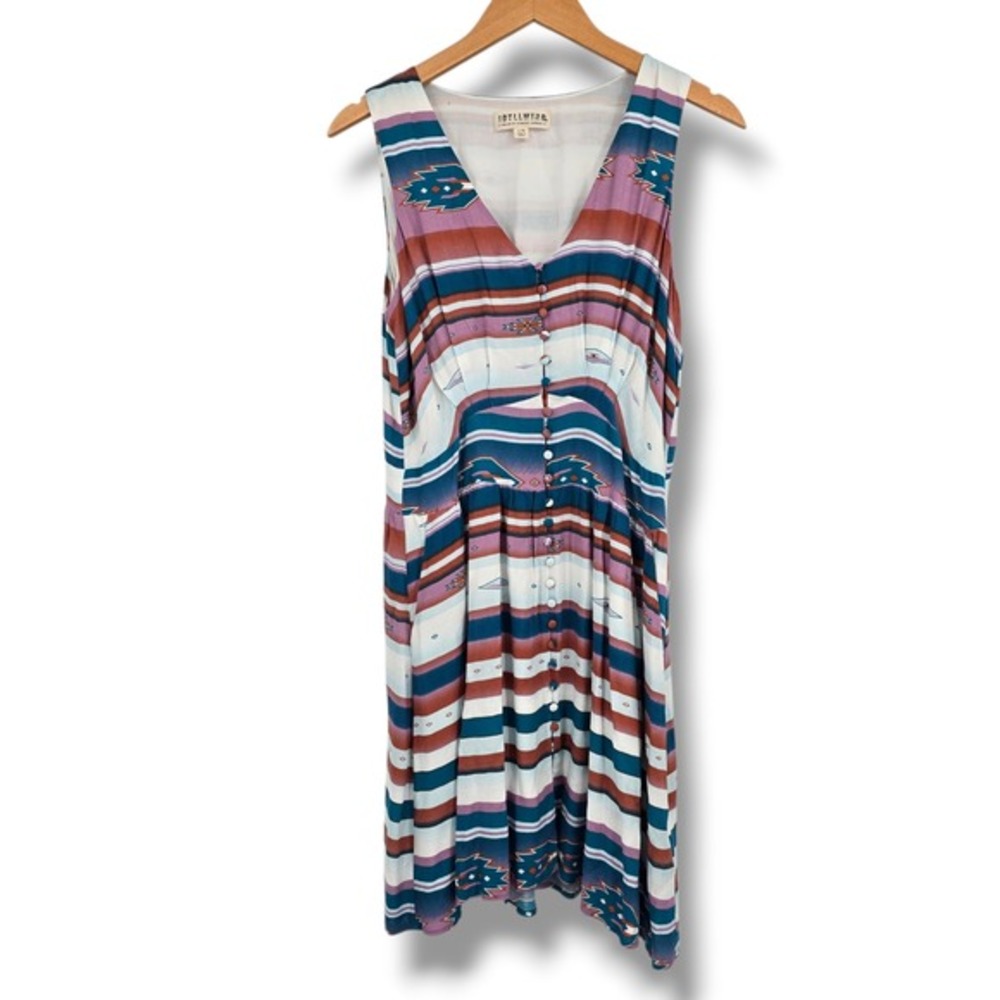 Idyllwind Miranda Lambert Western Southwestern Striped Button Front Dress Large‎